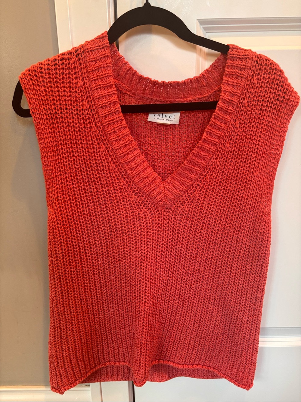 Velvet Coral Knit V-Neck Sweater Vest